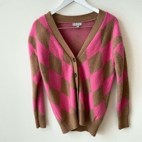 J. Crew Argyle Cardigan Sweater Supersoft Yarn - Picture 3 of 8